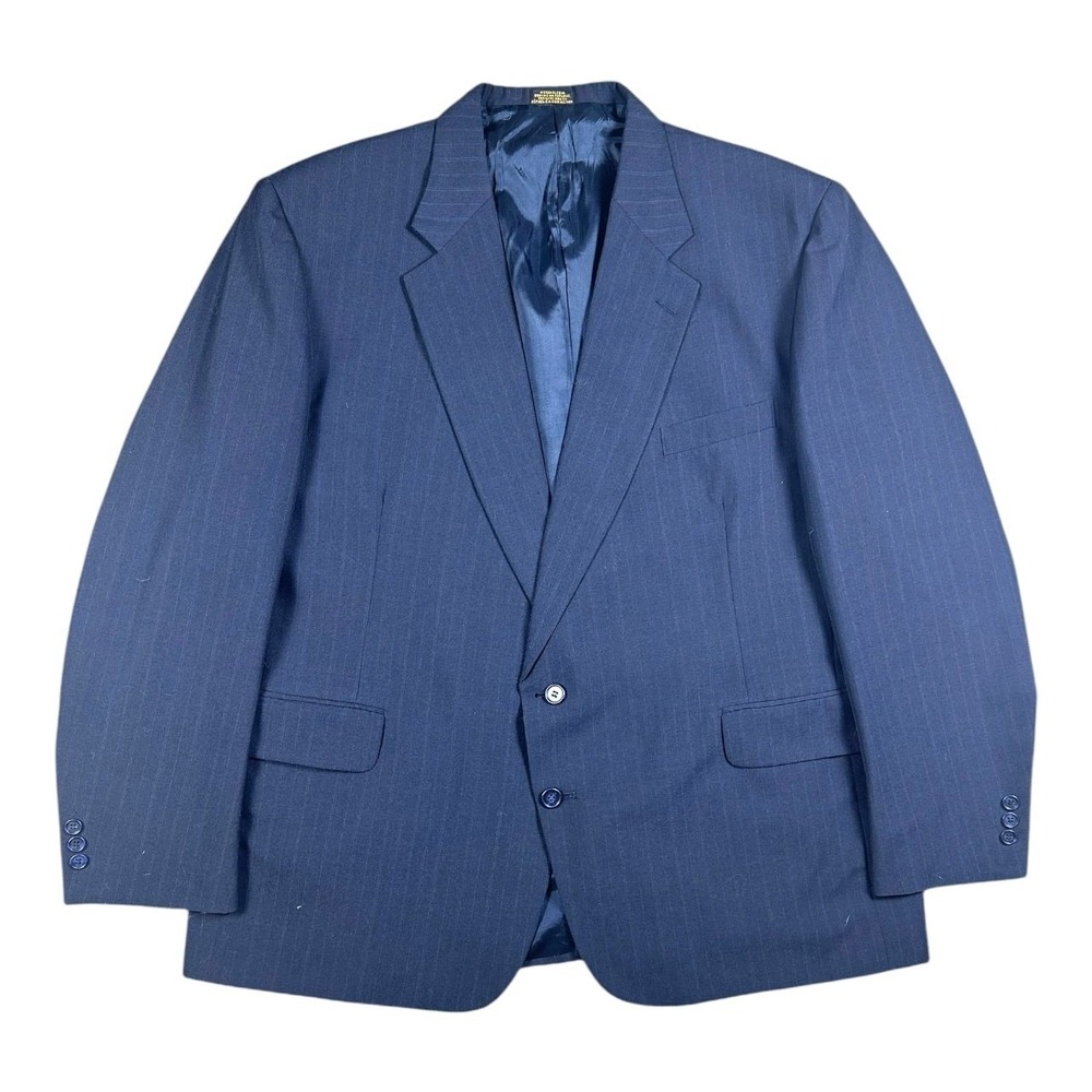 Stafford Executive Blazer Mens 48R Navy Blue Pinstripe Excellent Wool Blend
